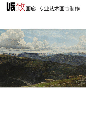 阿尔卑斯山脉 Filippo Carcano意大利风景油画 客厅餐厅装饰画芯