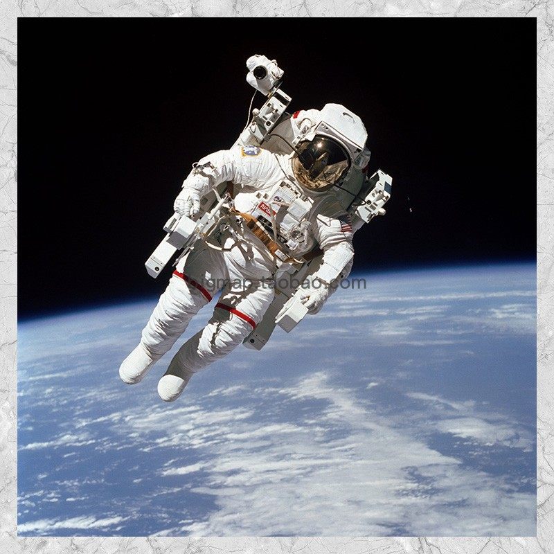 太空行走nasa航天航空宇航员海报 儿童房书房油画布装饰壁挂画芯