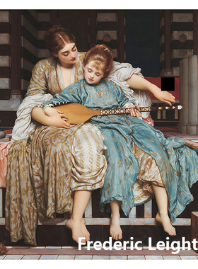 音乐课 Frederic Leighton英国唯美主义人物油画玄关装饰画芯超清