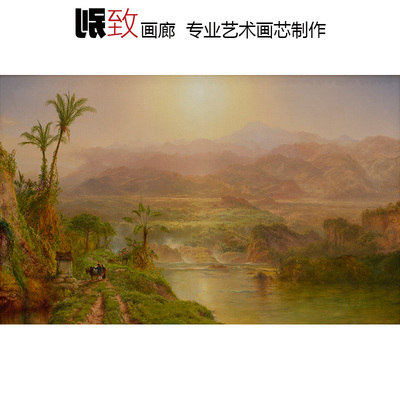 哈德逊河画派风景油画客厅装饰画