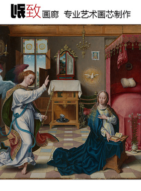 天使报喜 Joos van Cleve德国古典人物油画 书房卧室玄关装饰画芯