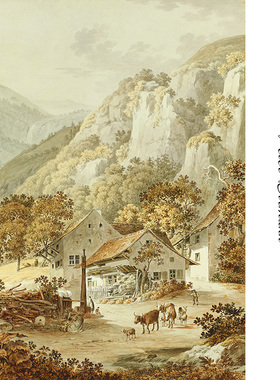 巴塞尔侏罗地区的乡村景色 Peter Birmann瑞士风景水彩画装饰画芯