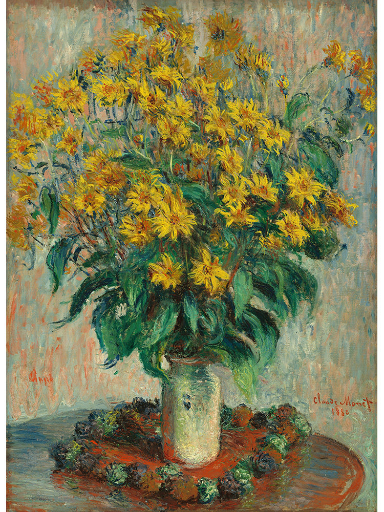 菊芋花 莫奈monet印象派静物花卉油画 玄关卧室餐厅装饰画芯超清