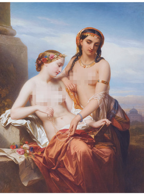 东方与西方 Nicaise de Keyser比利时人体油画 宾馆酒店装饰画芯