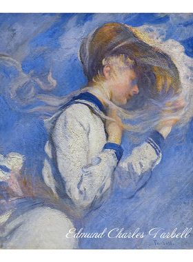 夏日微风 Edmund Tarbell美国印象派人物油画 客厅玄关装饰画芯