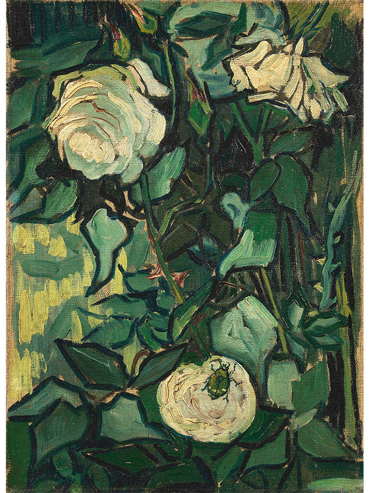 玫瑰 梵高van gogh后印象派静物油画 客厅玄关餐厅装饰画芯心超清