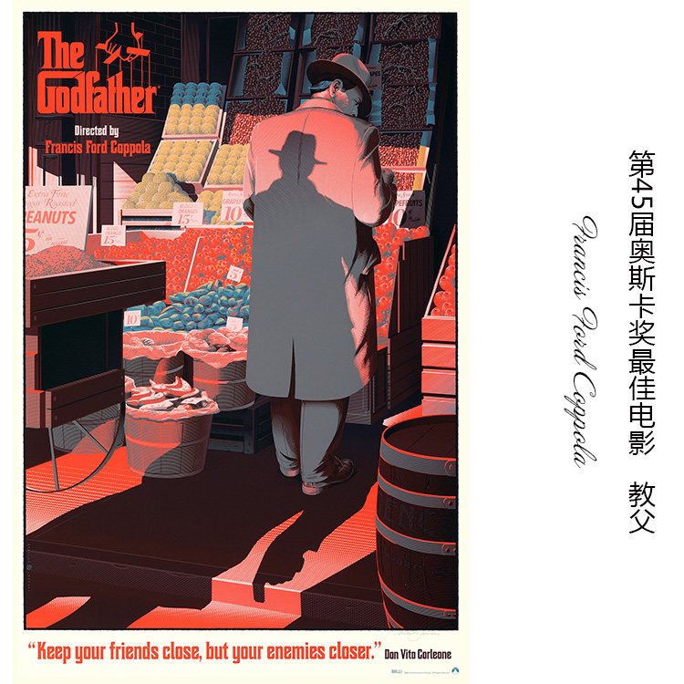 教父 第45届奥斯卡奖zui佳电影海报 书房走廊音像店油画布装饰画