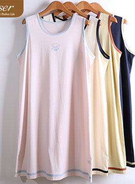 caser凯撒夏季女士森格全棉学院印花背心家居服睡裙睡衣BM01-6807