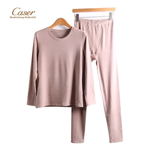 caser凯撒秋冬女士加厚暖姜绒圆领长袖长裤保暖内衣套装BJ531101