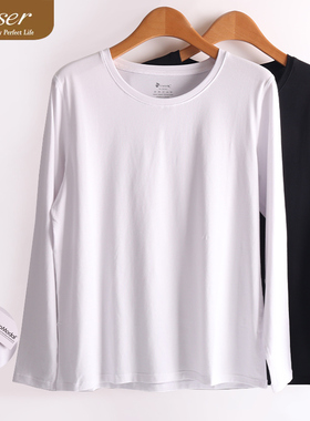 凯撒caser秋女士慕斯棉莫代尔单面圆领上衣保暖打底秋衣BE18-F197