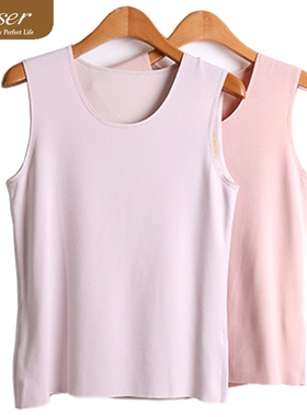 凯撒caser女士倍暖鹅绒蛋白随意裁圆领保暖背心打底坎肩BN61-5155