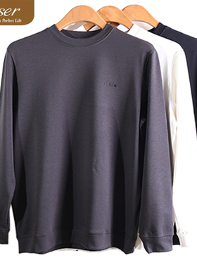 caser凯撒男士摩登罗纹圆领打底衫保暖上衣卫衣T恤长袖AN63-5560