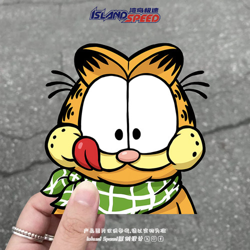加菲猫个性笑脸汽车贴纸卡通创意划痕遮挡装饰车窗边贴画