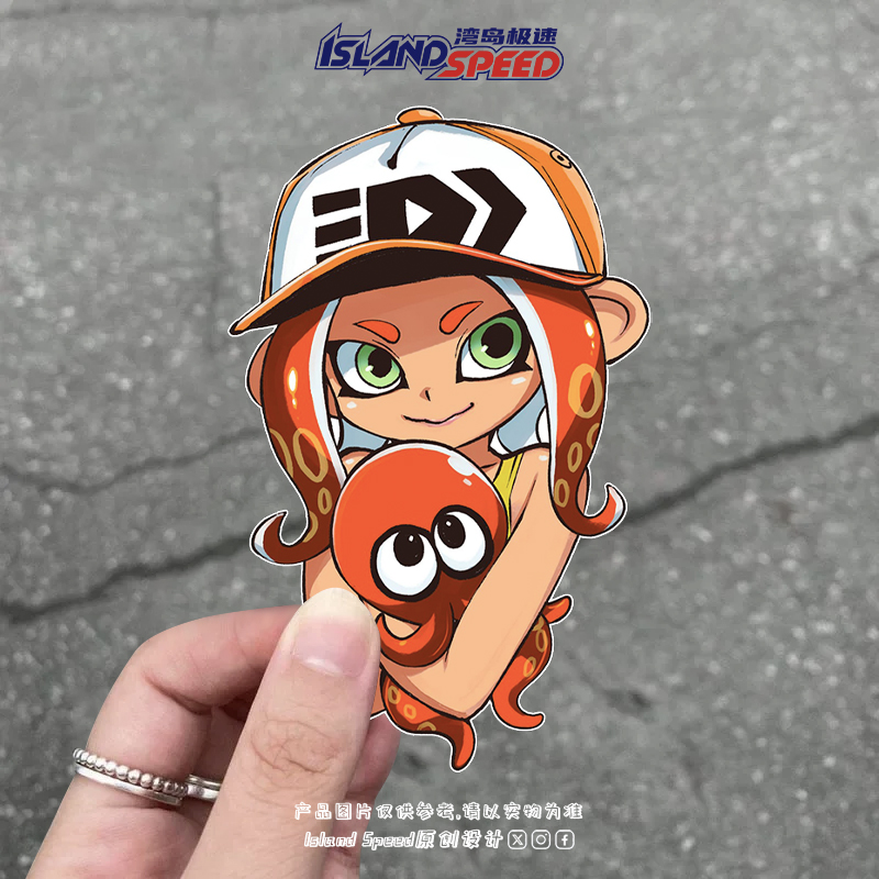 喷射战士卡通人物章鱼娘汽车贴纸个性创意潮流头盔装饰车贴