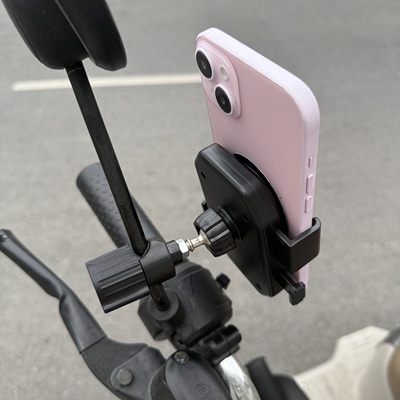 电动车手机支架电瓶车后视镜摩托车免拆反光镜导航架菱形杆通用