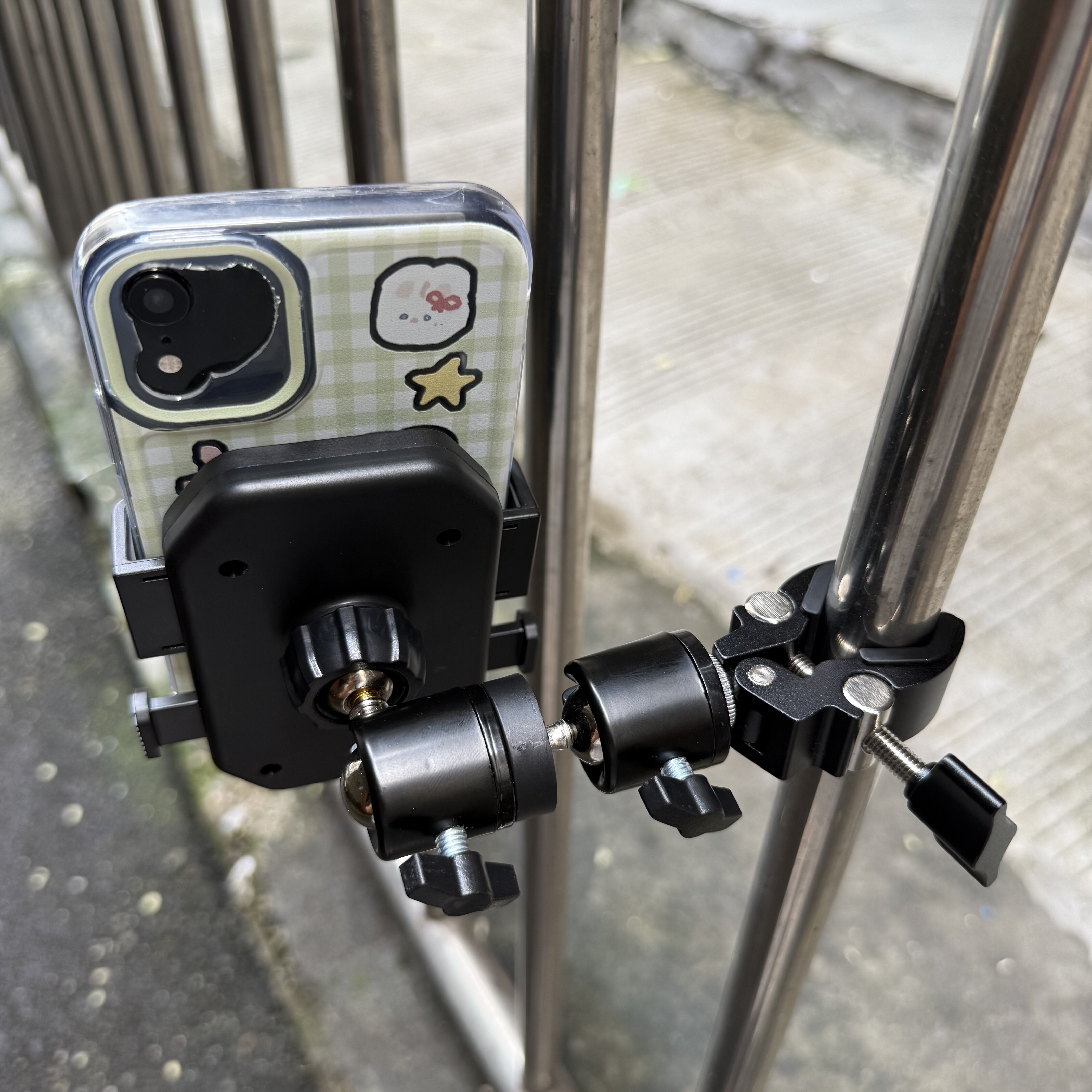 金属蟹钳夹万向云台手机支架延长杆骑行手机架挖机直播大货车支架