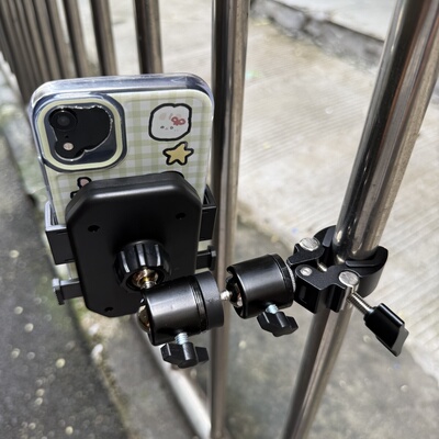 金属蟹钳夹万向云台手机支架延长杆骑行手机架挖机直播大货车支架