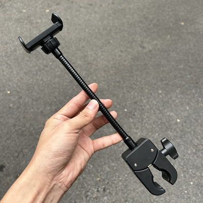 户外直播金属软管垂钓手机支架固定夹轮椅手机夹加厚蟹钳夹护拦杆