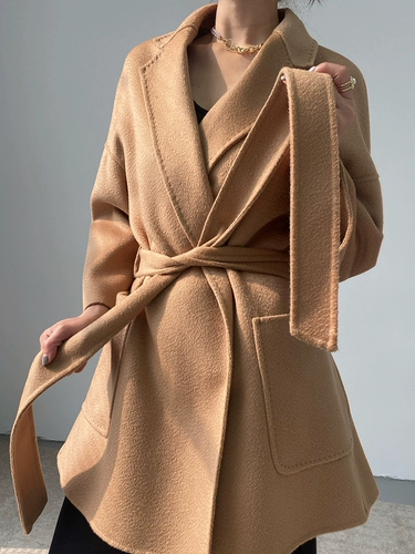 Элитное двусторонное кашемировое длинное шерстяное демисезонное шерстяное пальто, средней длины, подходит для подростков