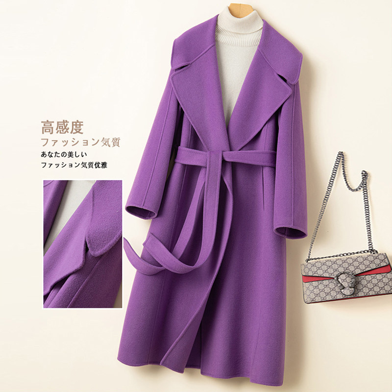 Элитное шерстяное желтовато-коричневое шерстяное пальто, двусторонная кашемировая куртка, свободный крой для возраста 