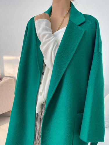 Элитное двусторонное кашемировое длинное шерстяное демисезонное шерстяное пальто, средней длины, подходит для подростков