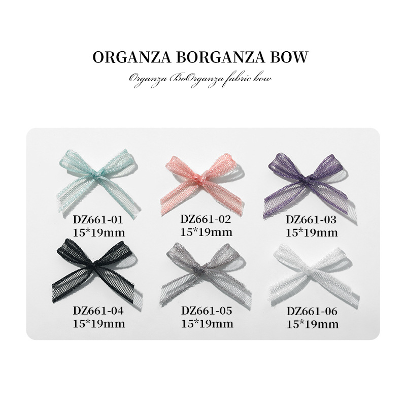 美甲装饰欧根纱蝴蝶结布艺网纱蕾