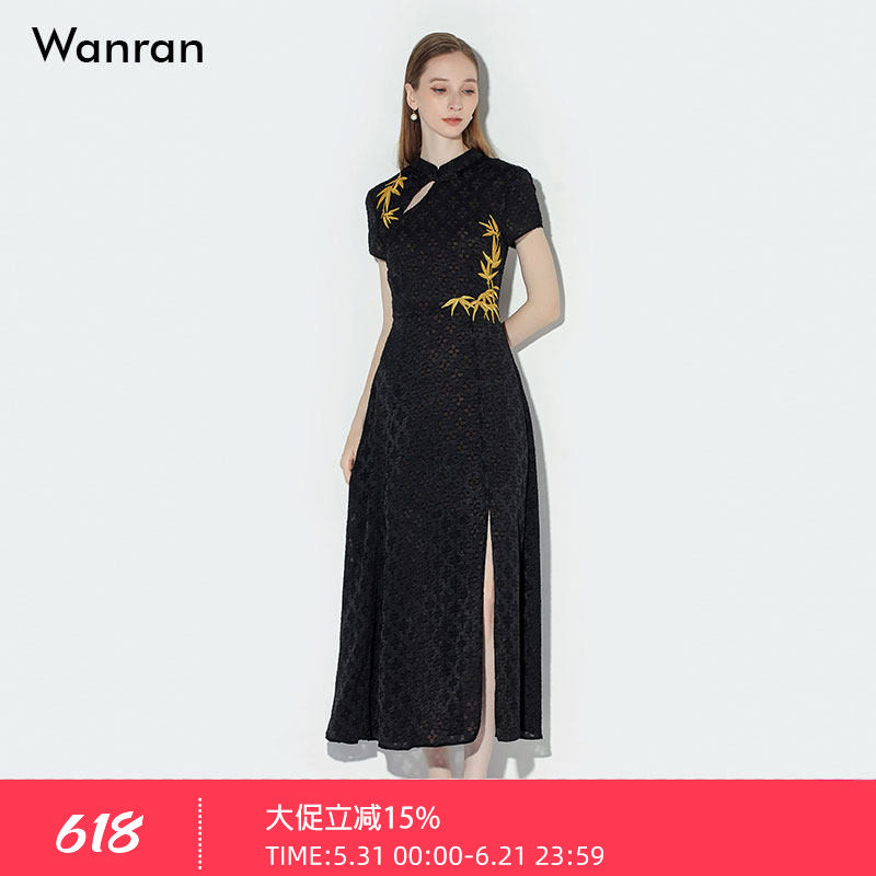 2026夏季新款气质新中式国风雪纺花朵提花收腰显瘦大摆旗袍连衣裙