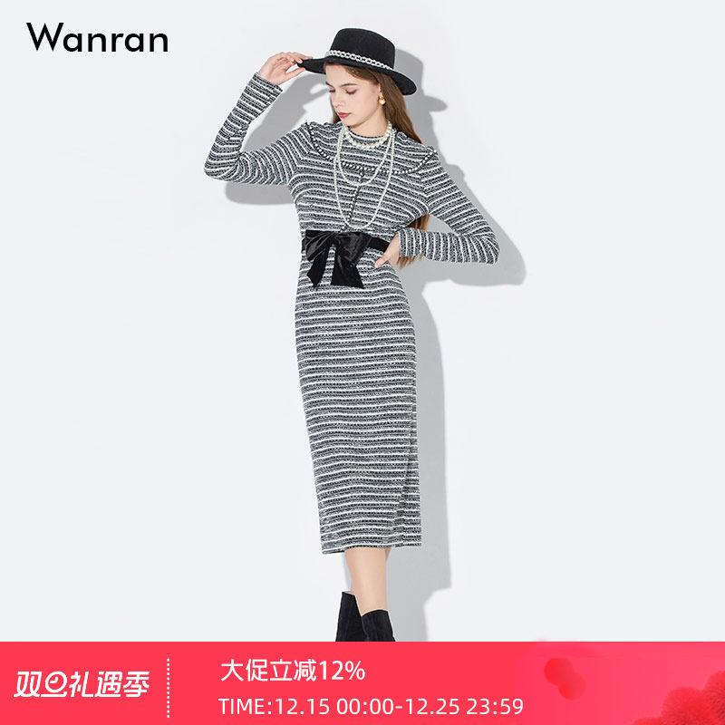 2024莞然复古优雅蝴蝶结连衣裙