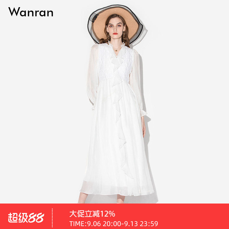 莞然白色飘逸度假大摆仙女连衣裙