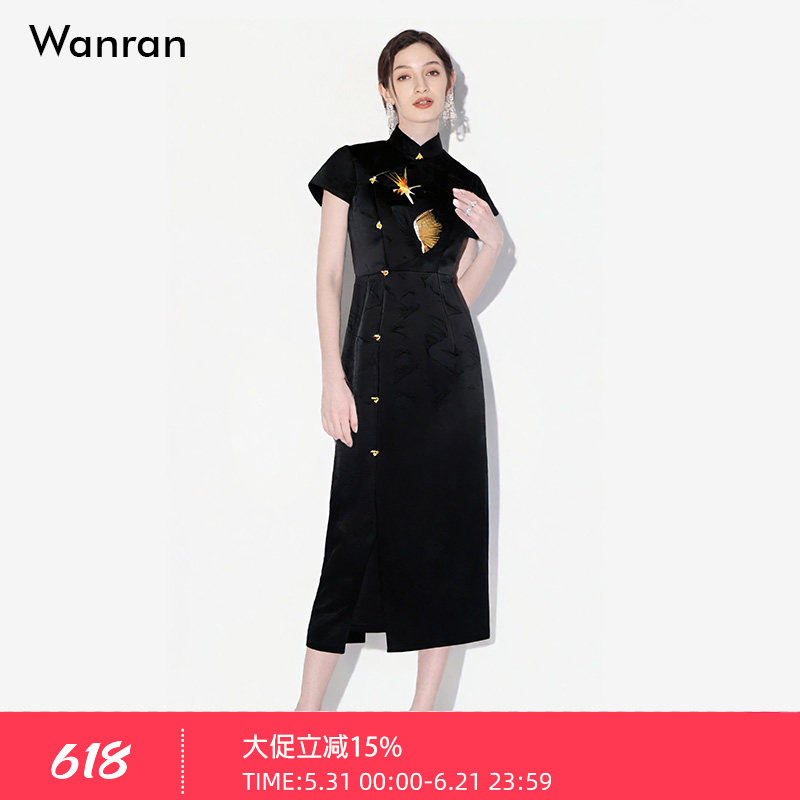 2026夏季新款新中式国风提花撞金色绣花复古改良旗袍连衣裙