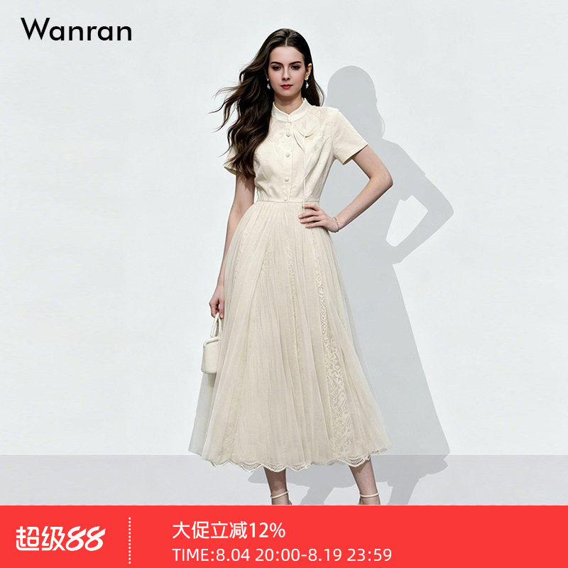2026夏季新款时尚气质立体花点缀设计感收腰大摆纱裙连衣裙女装