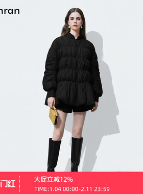 2025冬季新款时尚休闲减龄灯笼袖宽松A摆羽绒服加厚90羽绒服外套