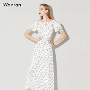 2026夏装新款复古波点长裙气质修身大摆雪纺连衣裙修身显瘦a字裙