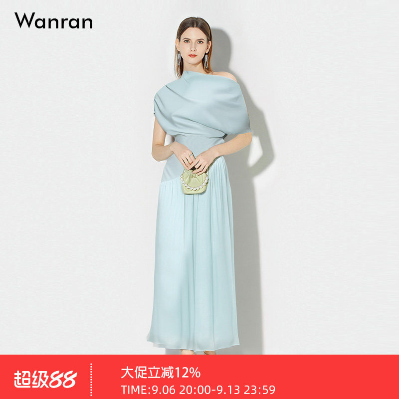 2026夏季新款女装露肩气质女神简约连衣裙立裁设计感长裙裙子清