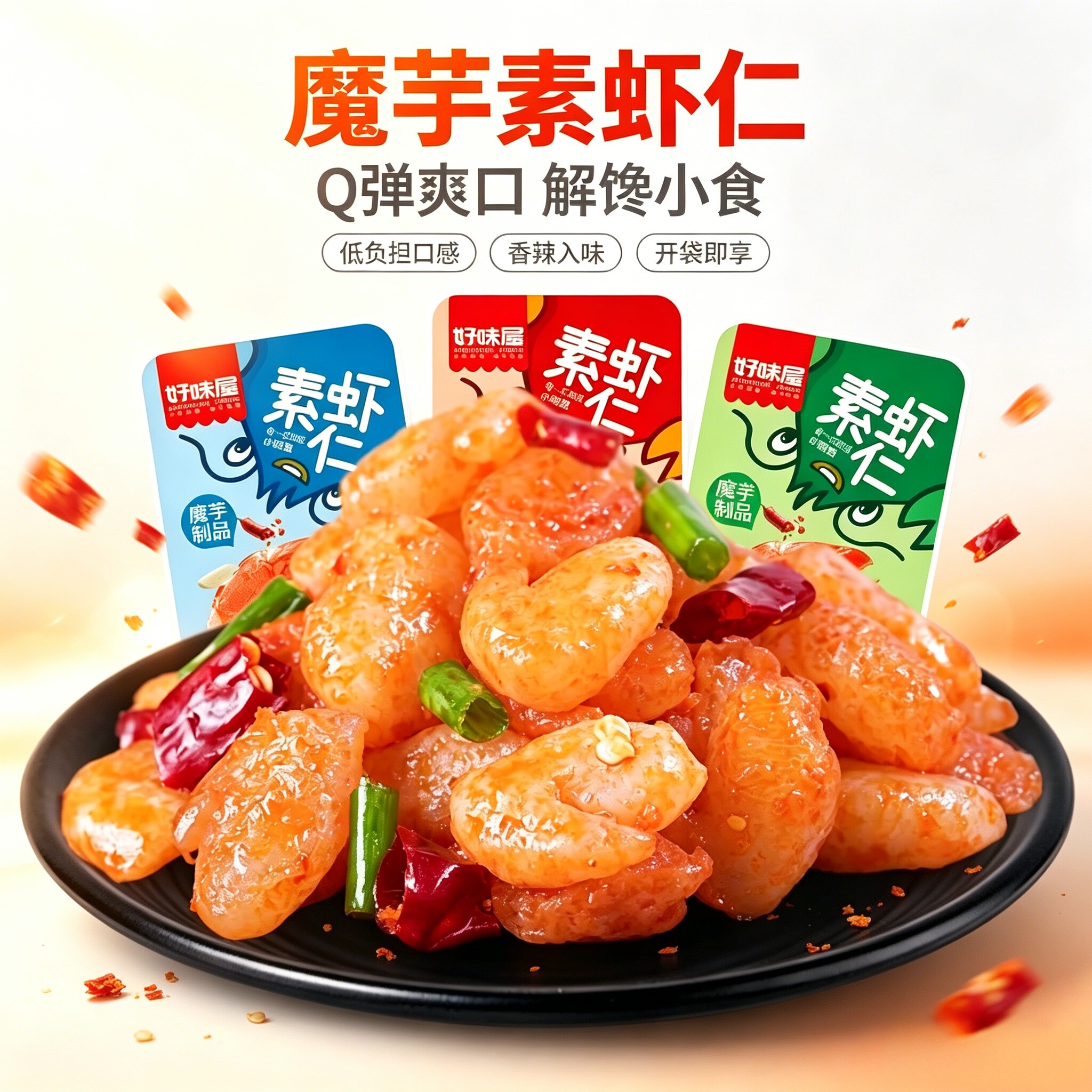 好味屋魔芋素虾仁小龙虾香辣魔芋爽丝素食热量麻辣休闲小吃低零食