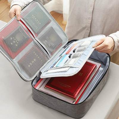证件收纳包盒家用家庭多层大容量多功能箱档案文件护照卡包整理袋