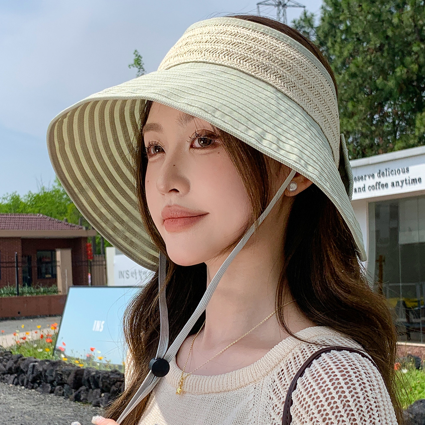 春夏透气空顶大檐遮阳帽可折叠
