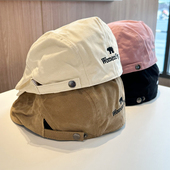 反戴个性 男前进帽复古潮牌北极熊贝雷帽紫大头围显脸小女童画家帽