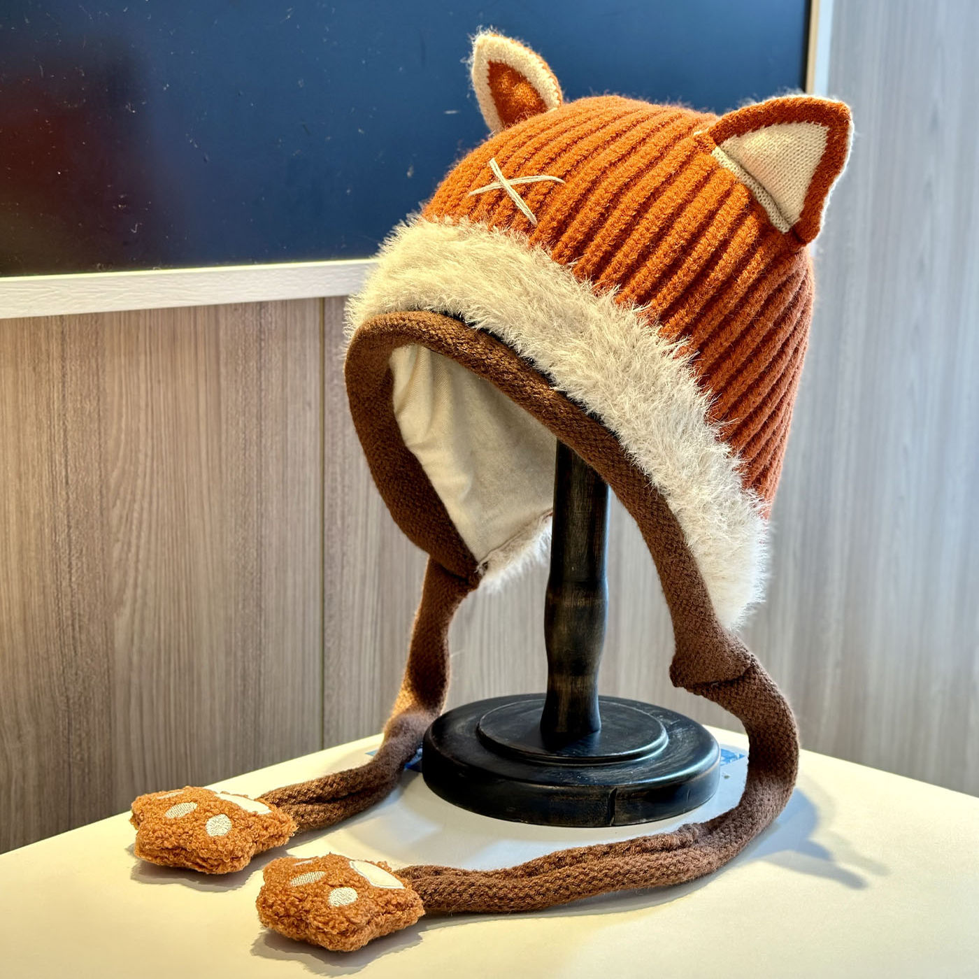2025新款可爱狐狸针织毛线帽
