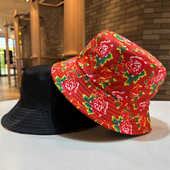 东北大花渔夫帽个性 情侣遮阳帽双面戴盆帽网红款 折叠防晒帽子女