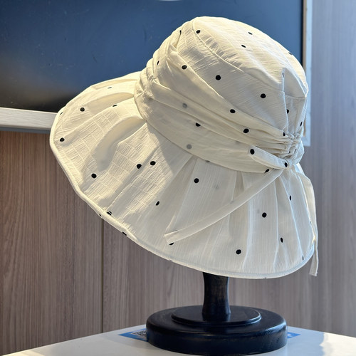 夏季波点大檐防晒显脸小渔夫帽