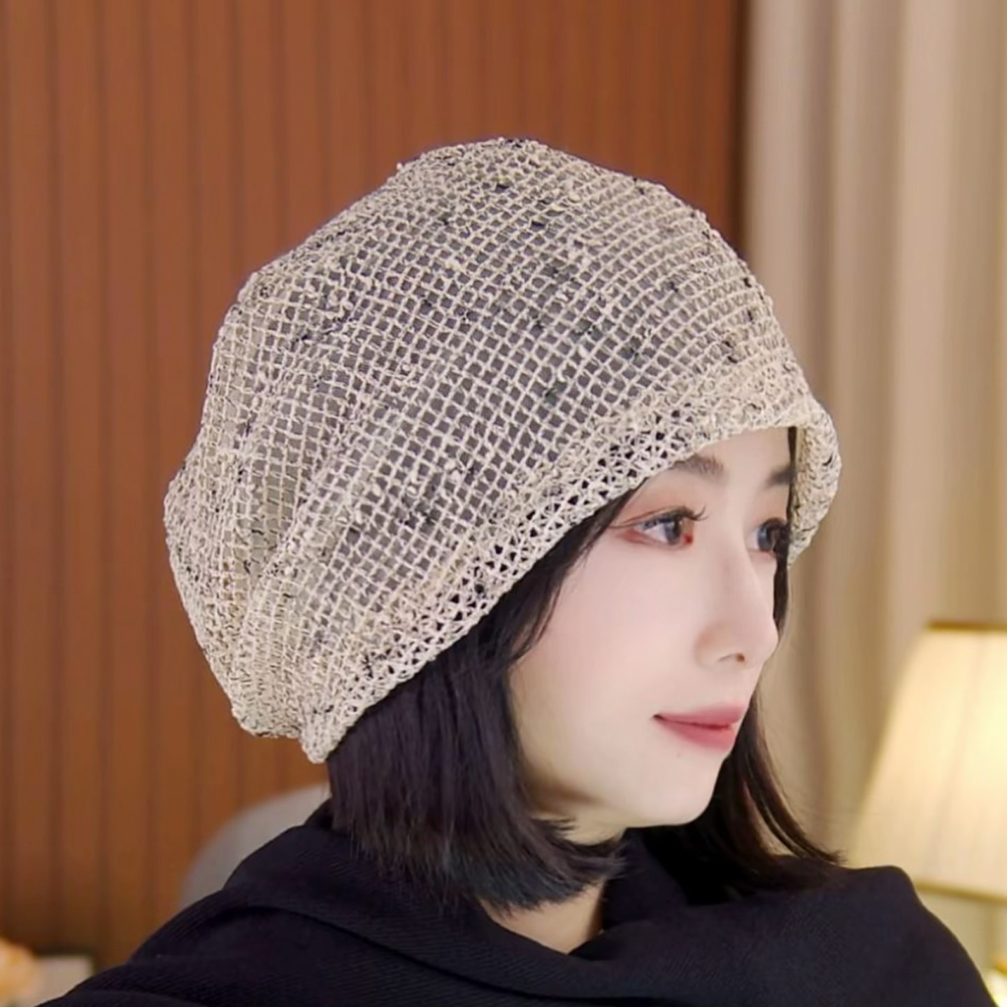 秋季新款堆堆帽女薄款宽松遮白发显脸小韩版时尚百搭针织包头帽子