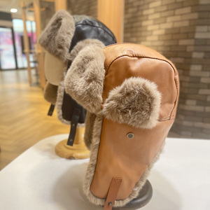 冬季防寒帽子男士潮骑行电动车防风保暖皮质东北雷锋帽女加厚护耳
