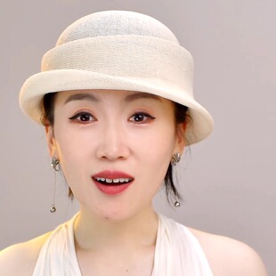 日系和纸定型帽夏日透气清凉小礼帽子女复古赫本风卷边渔夫帽出游