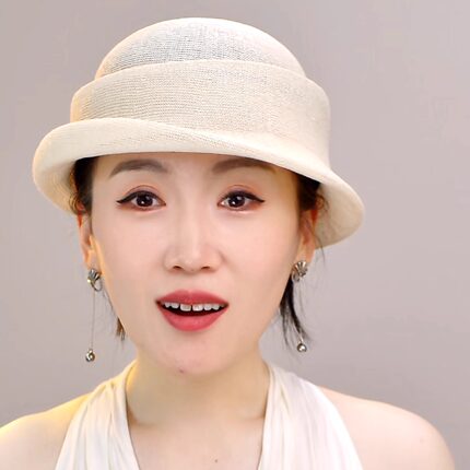日系和纸定型帽夏日透气清凉小礼帽子女复古赫本风卷边渔夫帽出游