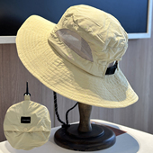 可收纳休闲遮阳帽子女可折叠宽檐纯色太阳帽户外出游便携式 渔夫帽