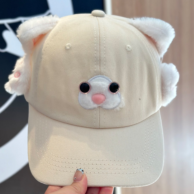 可爱猫咪甜美棒球帽子女