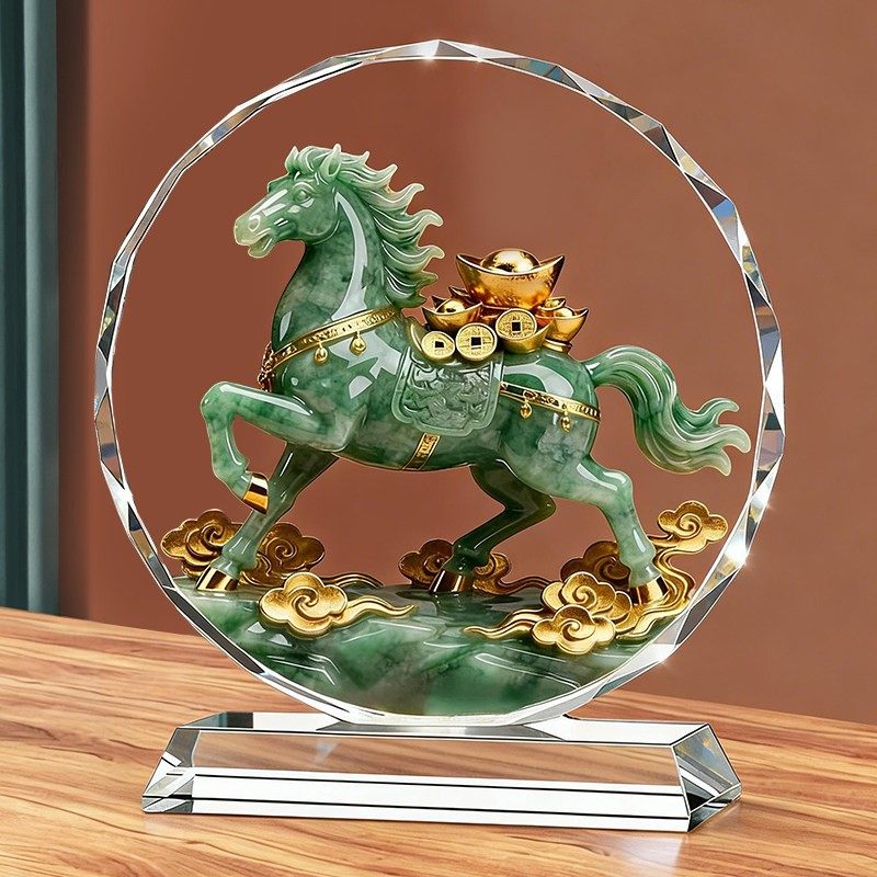 马上有钱水晶摆件马年客厅玄关轻奢高档招财摆件乔迁新居礼物摆台,家居饰品,桌面摆件,淘宝优惠券,粉丝福利购,淘宝优惠卷