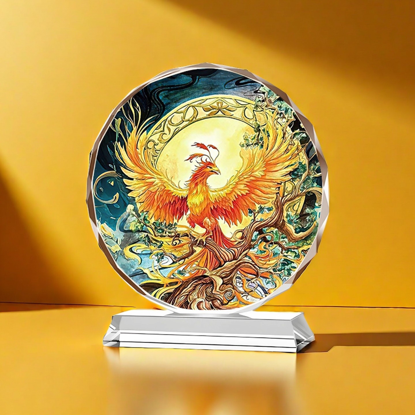 凤凰水晶摆件家居客厅玄关电视酒柜乔迁吉祥物装饰品工艺礼品摆台