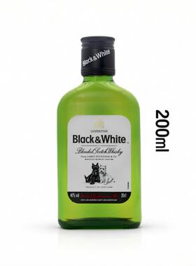 2018年小瓶黑白狗调配苏格兰威士忌 Black&White 进口200ml口袋装